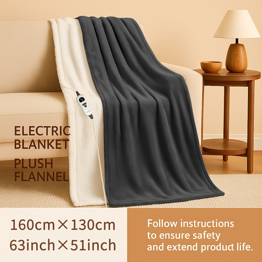 CozyPulse Heated Blanket 50x60in With Graphene Rapid Heating, Dual Flannel 7 Layer Quilted Build, 3D Circulation Channels, Machine Washable Electric Throw For Home And Office