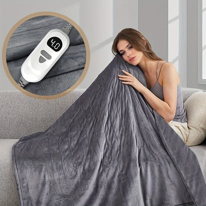 CozyPulse Heated Blanket 50x60in With Graphene Rapid Heating, Dual Flannel 7 Layer Quilted Build, 3D Circulation Channels, Machine Washable Electric Throw For Home And Office